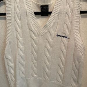 iets frans cropped white cable knit sweater vest